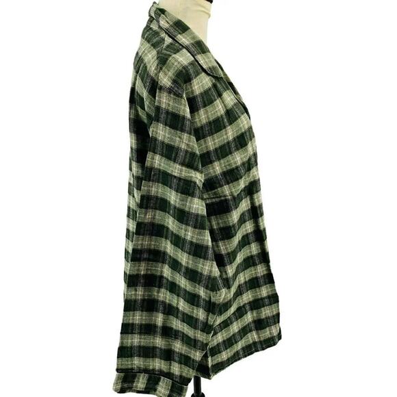 Northwest Territory Flannel Pajama Mens XL Green Plaid Snap Button 2pc Lounge XL - Picture 5 of 11